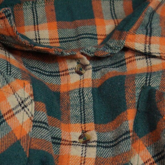 Mila And Tiff Cropped Plaid Flannel Shacket Button Down Long Sleeve Large - Picture 6 of 6